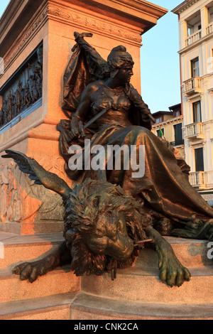 Près de front de mer sud Zaccaria Place Saint Marc, Statue de Daniele Manin, révolution de 1848, Venise, Italie, site du patrimoine mondial Banque D'Images