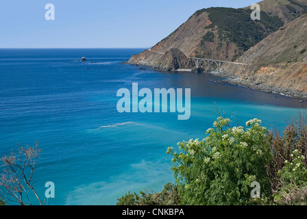 Image horizontale de l'Bixby Bridge sur le littoral de la Californie avec l'océan Pacifique. Banque D'Images