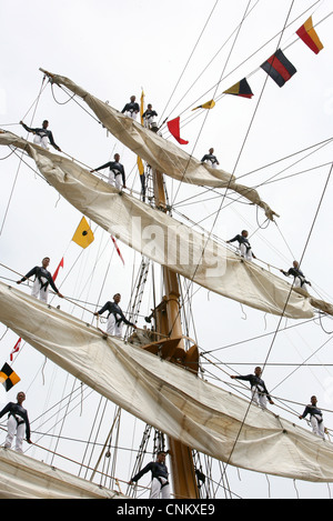 Les marins équatoriens du grand navire équatorien BAE Guayas sont les arnats lorsqu'ils arrivent à la Nouvelle-Orléans en conjonction avec la commémoration du bicentenaire de la guerre de 1812. Les événements font partie d'une série de visites de la Marine, de la Garde côtière, du corps de Marine et de l'opération Sail, qui débutant en avril 2012 et se terminait en 2015. La Nouvelle-Orléans est la première et la dernière visite de la ville de la série. Banque D'Images