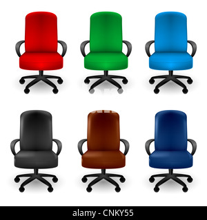 Ensemble de fauteuils de bureau. Illustration sur fond blanc Banque D'Images