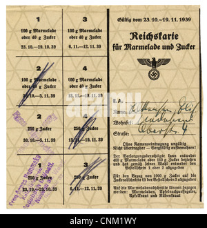 Carte de ration pour le sucre, 1930, Germany, Europe Banque D'Images