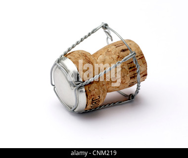 Un bouchon de champagne shallow dof with clipping path isolated on white Banque D'Images