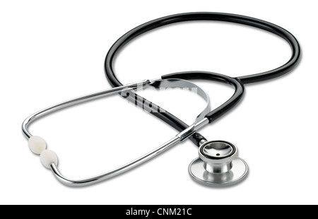 Un stéthoscope médical isolé sur blanc (clipping path) Banque D'Images