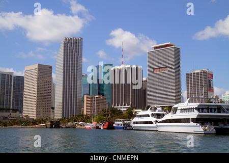 Miami Florida,Biscayne Bay eau,horizon du centre-ville,bureau,condominiums condos résidences appartements appartements appartements, Banque D'Images