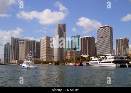 Miami Florida,Biscayne Bay eau,horizon du centre-ville,bureau,condominiums condos résidences appartements appartements appartements, Banque D'Images