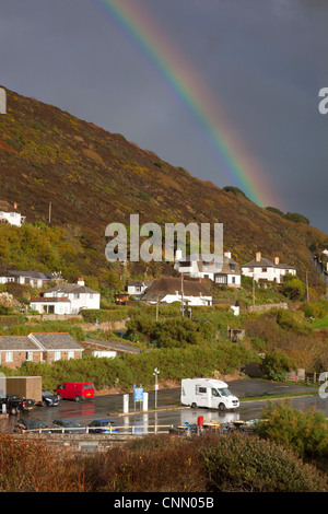 Crackington Haven ; sous la pluie, Cornwall, UK Banque D'Images