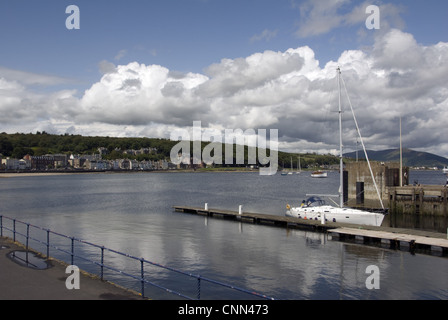 Avis de jetty et ville côtière, Rothesay, Isle of Bute, Argyll and Bute, Ecosse, juillet Banque D'Images