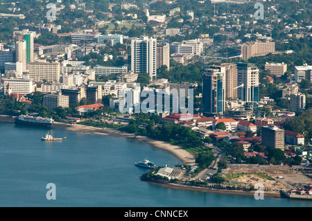 La baie du port de Dar es Salaam, Tanzanie, vue aérienne Banque D'Images