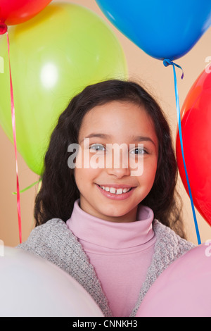 Portrait of Girl with Balloons Banque D'Images