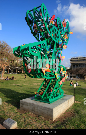 Une sculpture de David (Dudu) Gerstein exposée sur le campus de l'Université de tel Aviv, dans le quartier de Ramat Aviv, dans le nord de tel Aviv, Israël Banque D'Images