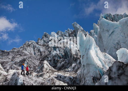 Les randonneurs admirant le paysage glaciaire Banque D'Images