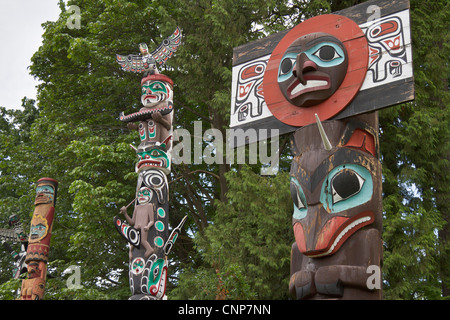 Les totems, Stanley Park, Vancouver, British Columbia, Canada Banque D'Images