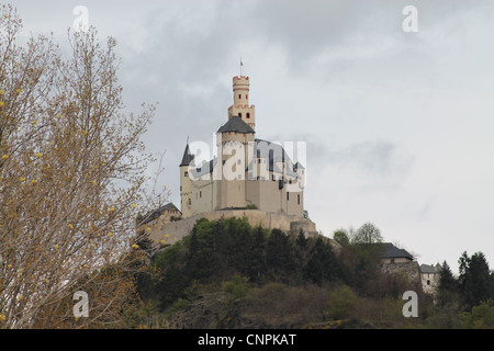 Forteresse de Marksburg sur le Rhin en Allemagne. Banque D'Images