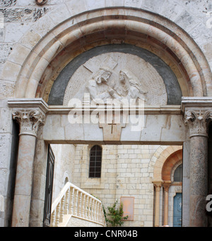 4ème gare de Via Dolorosa où Jésus rencontre avec mère Marie Banque D'Images