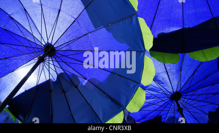 Perdre jusqu'de bleu Fond parapluies Banque D'Images