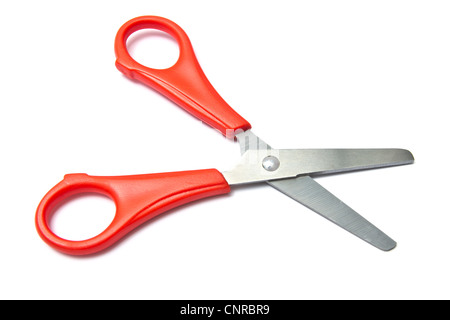 Ciseaux traitées rouge isolé sur fond blanc Banque D'Images