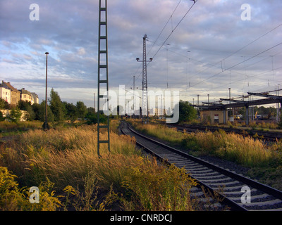 Les voies de la gare principale de Magdebourg, en Allemagne, en Saxe-Anhalt, Magdeburg Banque D'Images