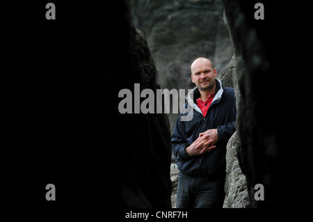 Diffuseur plat, explorateur et biologiste marin, Monty Halls. Banque D'Images