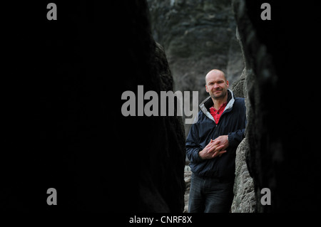 Diffuseur plat, explorateur et biologiste marin, Monty Halls. Banque D'Images