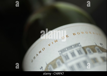 Grand Vin de Bordeaux Wine bottle label libre Banque D'Images