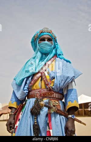 Un portrait d'un homme touareg dans la région de Tombouctou, au Mali. Banque D'Images