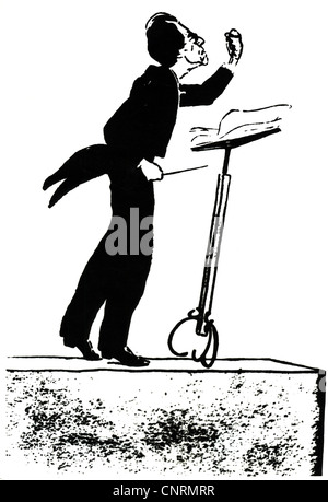 Mahler, Gustav, 7.7.1860 - 18.5.1911, chef d'orchestre et compositeur autrichien, pleine longueur, caricature, Banque D'Images