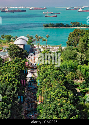 Vue depuis l'île de Sentosa à le détroit de Singapour, Singapour, Sentosa Banque D'Images