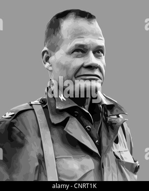 Portrait de vecteur du Lieutenant-général Lewis Burwell Chesty Puller, officier dans le Corps des Marines des États-Unis. Banque D'Images