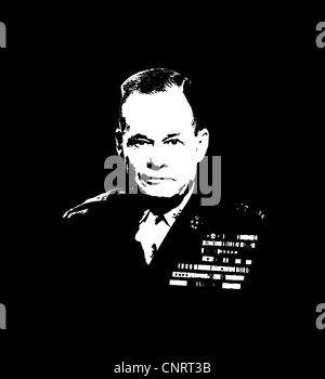 Illustration vectorielle du Lieutenant-général Lewis Burwell Chesty Puller, officier dans le Corps des Marines des États-Unis. Banque D'Images