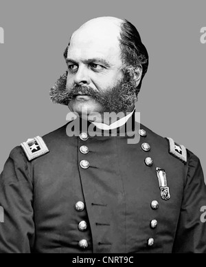 Vecteur restaurés numériquement de portrait général de l'Armée de l'Union Ambrose Everett Burnside. Banque D'Images