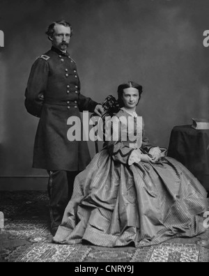 Photo vector restaurés numériquement du Général George Armstrong Custer debout près de sa femme, Elizabeth Bacon Custer. Banque D'Images