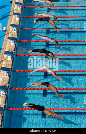 Début de course de natation pour hommes. Banque D'Images