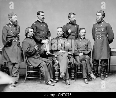 Photo vector restaurés numériquement du Général William Tecumseh Sherman et son personnel. Banque D'Images