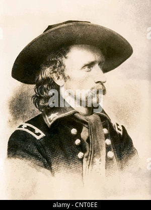 Vecteur restaurés numériquement Portrait du Général George Armstrong Custer. Banque D'Images