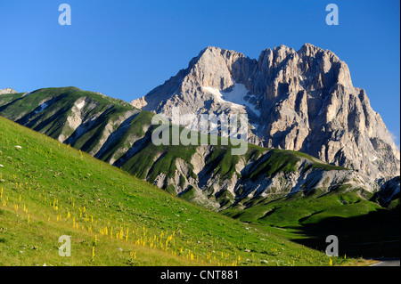 Les pentes des montagnes avec des prairies sèches en face de montagne au-delà de la frontière de la végétation, de l'Italie, les Abruzzes Banque D'Images