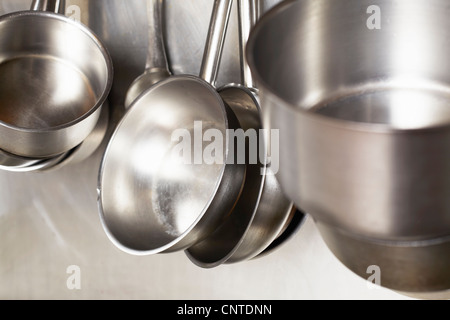 Close up de casseroles en acier inoxydable Banque D'Images