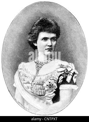 Elisabeth, 29.12.1843 - 2.3. 1916, Reine Consort de Roumanie 26.3.1881 - 10.10.1914, portrait, gravure en bois, 'nie Gartenlaube', 1887, Banque D'Images