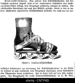 Sports, patins, patineurs en ligne par Shaler, publicité dans les journaux, vers 1860, droits supplémentaires-Clearences-non disponible Banque D'Images