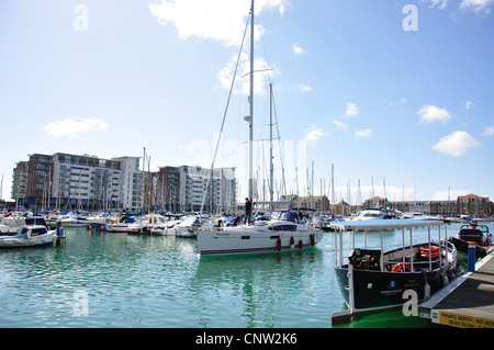 Voile marina dans le port de souverain, Eastbourne, East Sussex, Angleterre, Royaume-Uni Banque D'Images