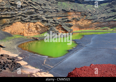 Lagune d'El Golfo, Lanzarote, Îles Canaries Banque D'Images