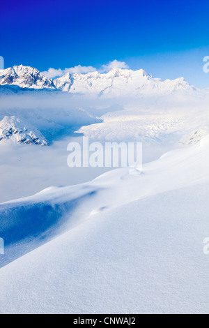 Wannenhoerner et glacier d'Aletsch en hiver, Suisse, Valais Banque D'Images