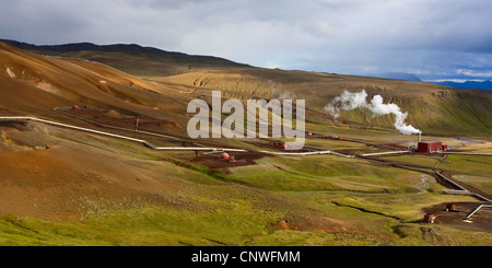 L'usine géothermique de Krafla, Islande, Krafla Geothermalgebiet Banque D'Images