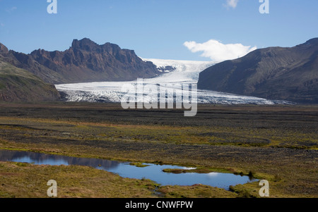 De la langue du glacier Vatnajoekull dans le parc national de Skaftafell, l'Islande, le parc national de Skaftafell, Skeidarrsandur, Keflavík Banque D'Images