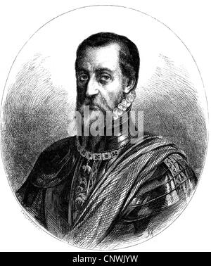 Alba, Fernando Alvarez de Toledo, 3ème duc de, 29.10.1508 - 11.12.1582, leader militaire et politicien espagnol, gouverneur des Pays-Bas espagnol 1567 - 1573, portrait, gravure de bois, XIXe siècle, Banque D'Images