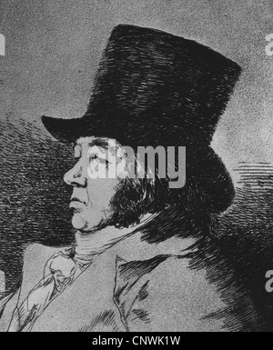 Beaux-arts, Goya, Francisco de (1746 - 1828), l'auto-portrait, 'Francisco Goya y Lucientes', gravure, 1799, photo : Wilhelm hac Banque D'Images