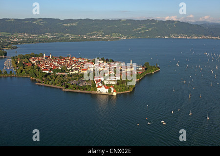 Île de Lindau, sur lumière du soir, l'Allemagne, la Bavière, le lac de Constance, Lindau Banque D'Images