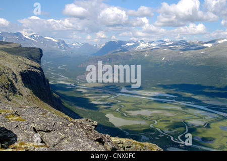 Rapa River delta à Rapa Valley, la Suède, la Laponie, Sarek National Park Banque D'Images