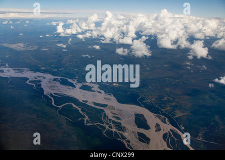 Vue aérienne de la rivière Tanana près de Fairbanks, Alaska, USA Banque D'Images