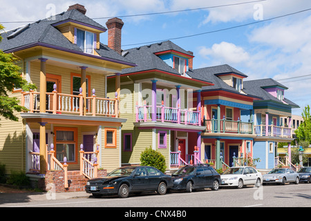 Maisons colorées, Portland Banque D'Images