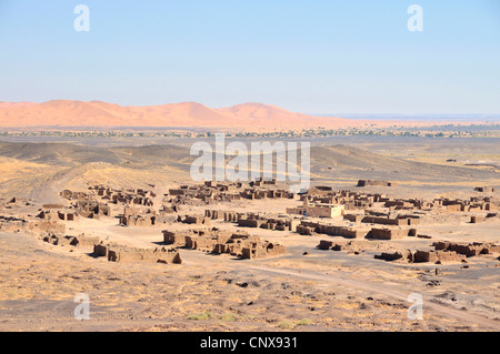 Ville fantôme dans le désert, Maroc, Sahara, l'Erg Chebbi Banque D'Images